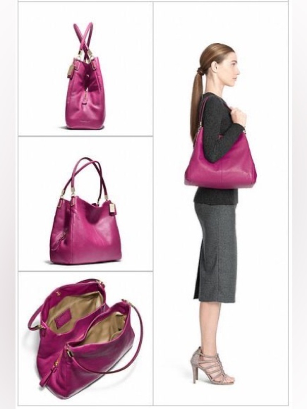 Coach Madison Phoebe Violet Purple Leather Shoulder Bag - Picture 16 of 16